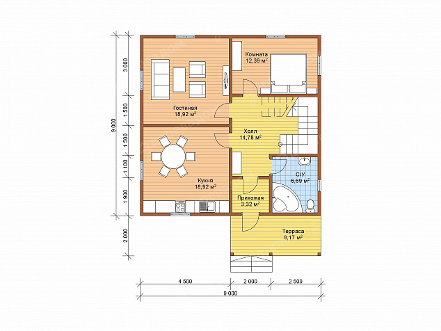 Каркасный дом 11х9 «Буран 45»