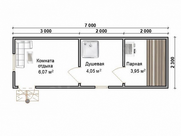 Мобильная баня 7х2,3 «МБ-13»