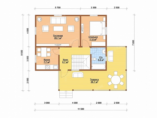 Каркасный дом 11.5х9.5 «Буран 131»