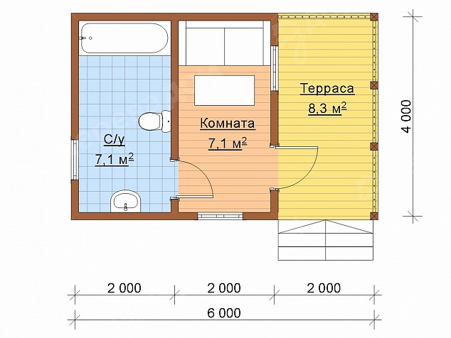 Каркасный дом 6х4 «Тундра 58»